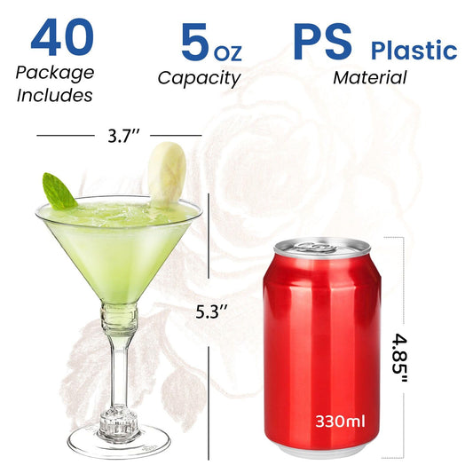 5oz Disposable Martini Glasses Set of 40
