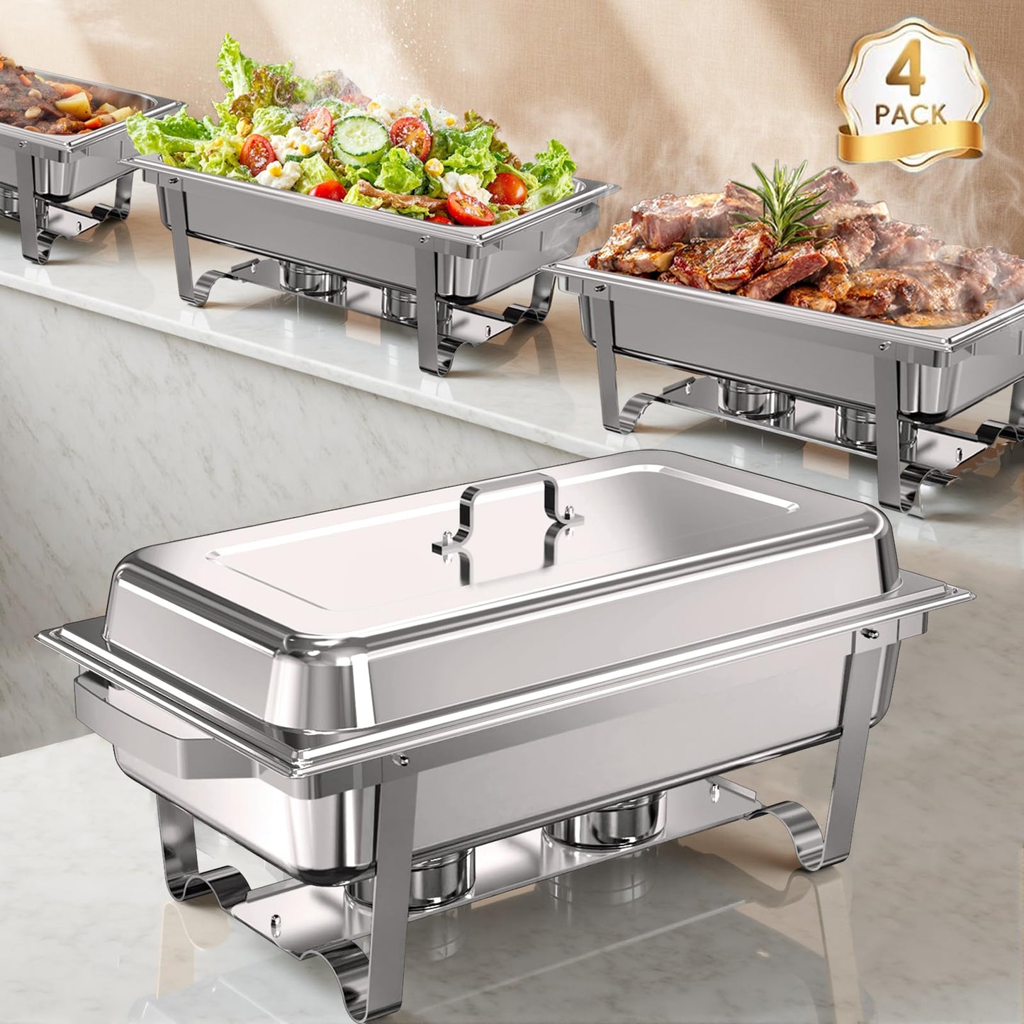 11QT Stainless Steel Chafing Dish Set of 4
