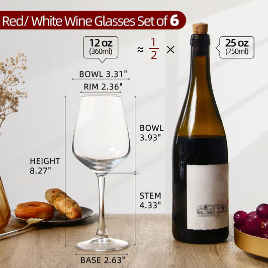 12oz Long Stem Wine Glasses Set