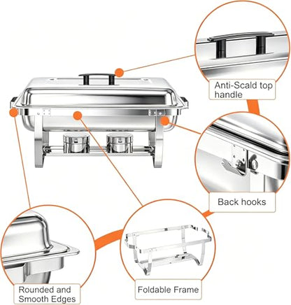 9QT Stainless Steel Chafing Dish Set of 4