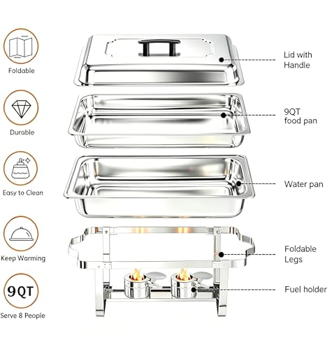 9QT Stainless Steel Chafing Dish Set of 4