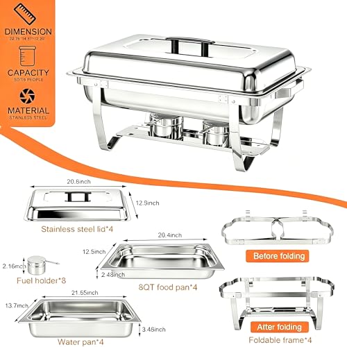 9QT Stainless Steel Chafing Dish Set of 4