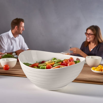Large Ceramic Oval Salad Bowl Set