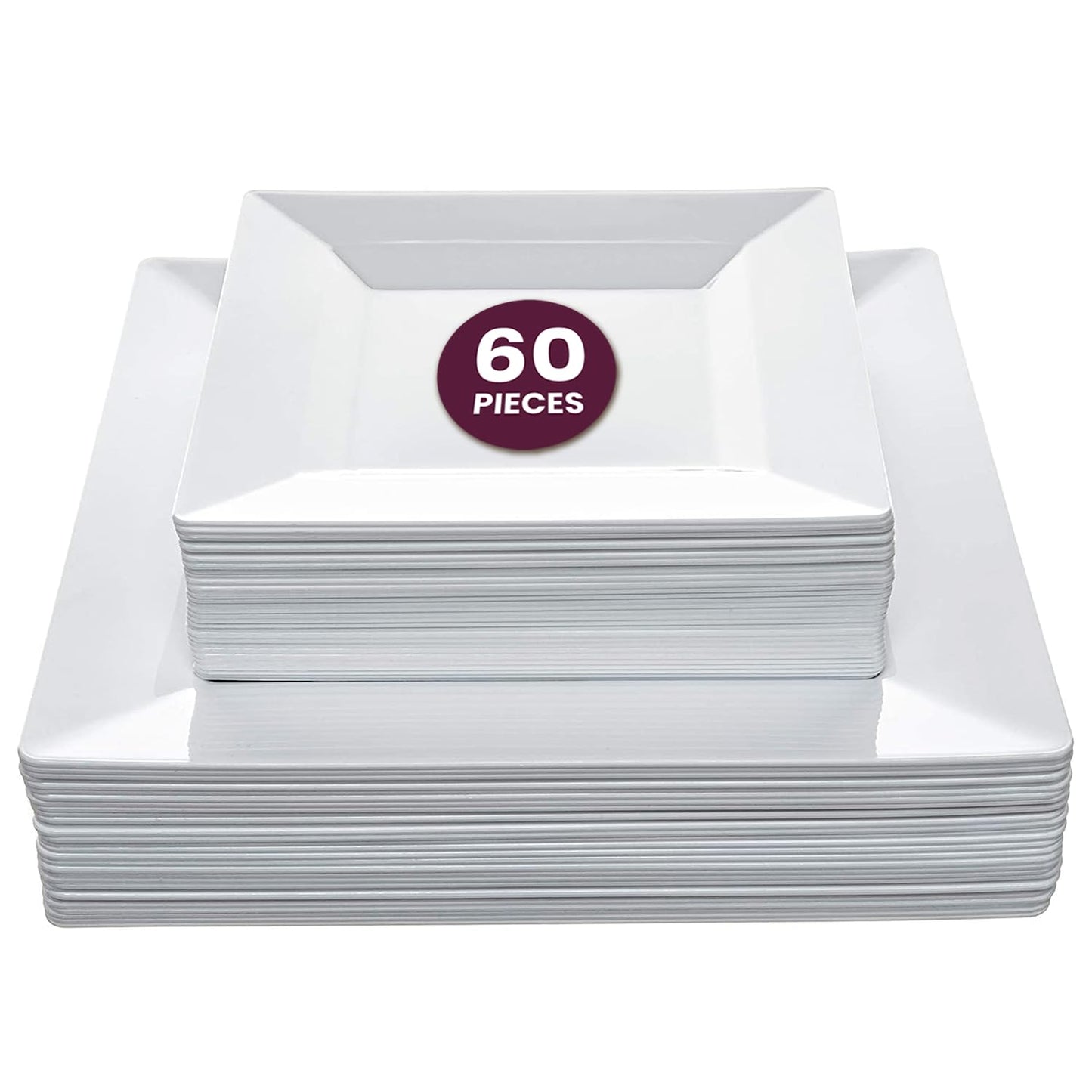 Disposable Plastic Plates Set of 60