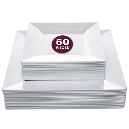 Disposable Plastic Plates Set of 60