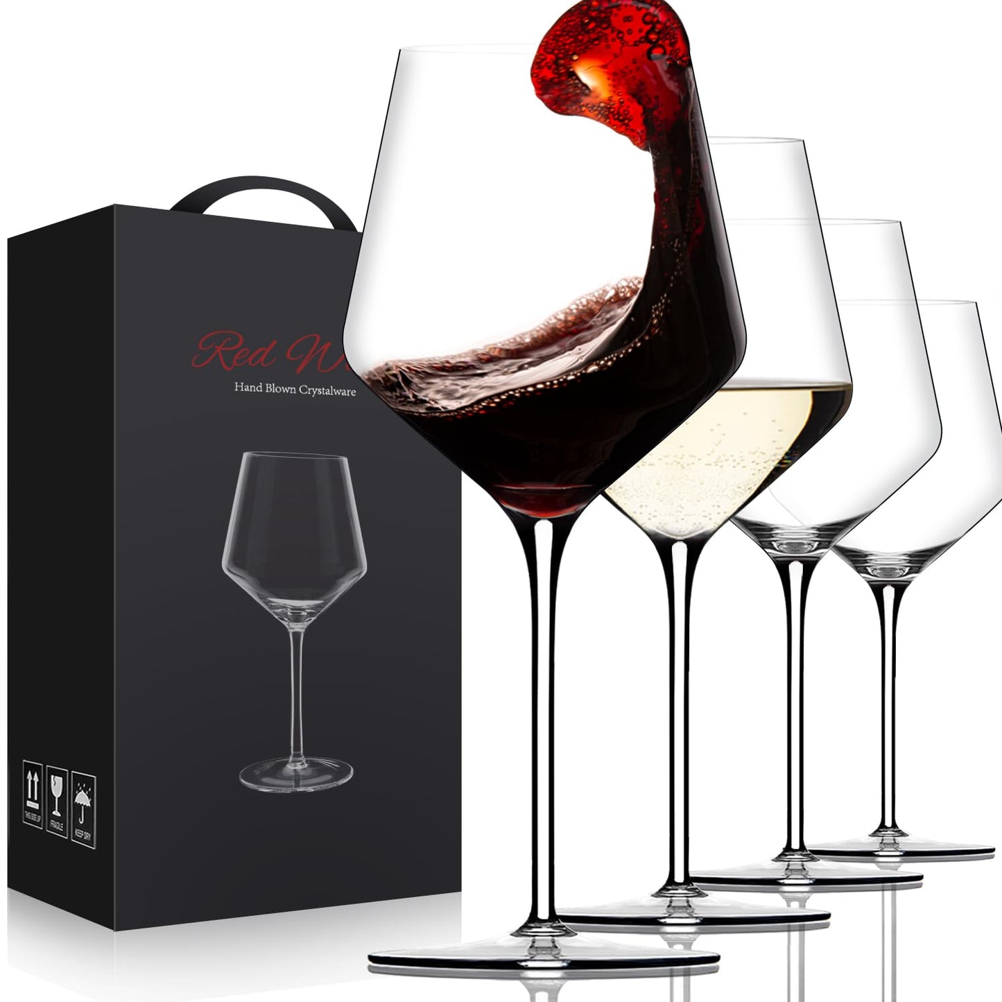 Crystal Hand Blown Red Wine Glasses