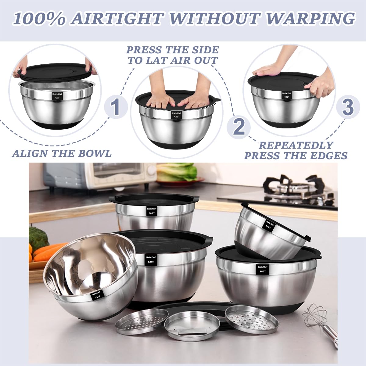 9 Piece Mixing Bowls with Lids Set