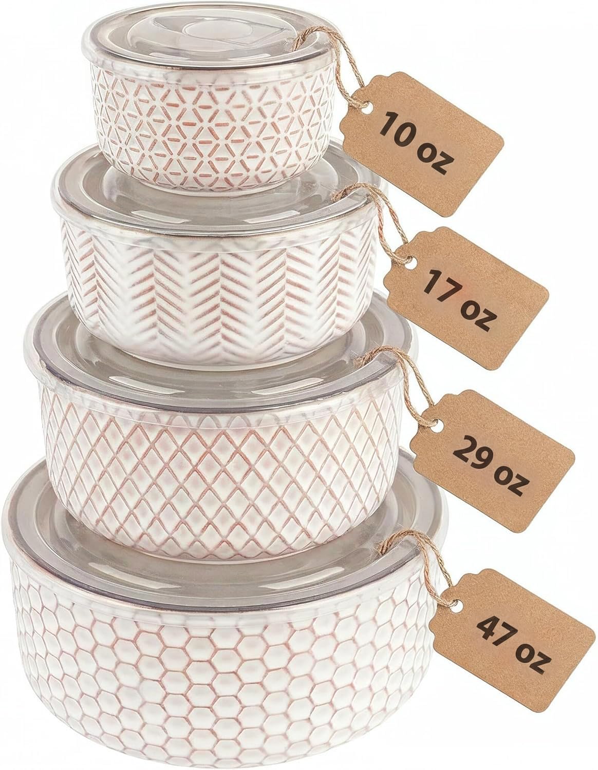 Ceramic Serving Bowls with Lids Set of 4