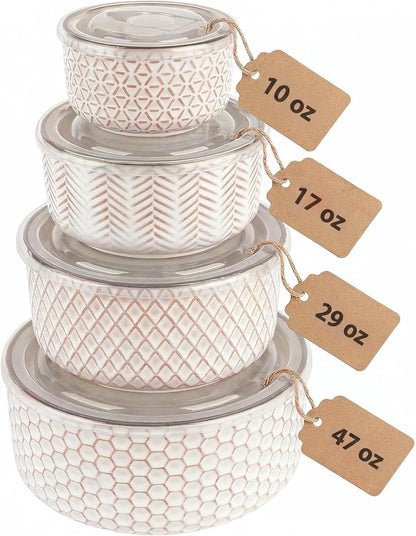 Ceramic Serving Bowls with Lids Set of 4