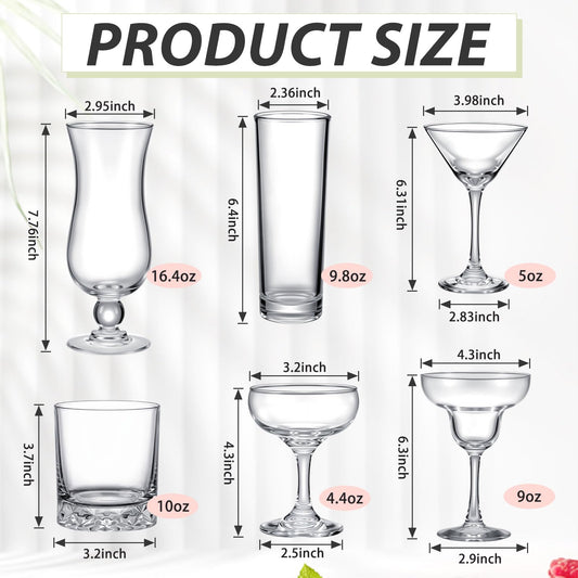 Mixed Cocktail Glassware Set