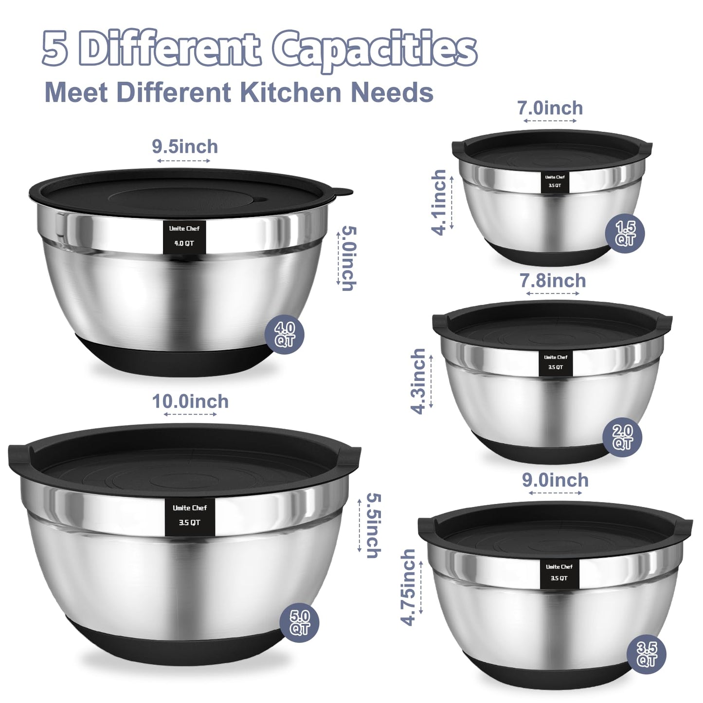 9 Piece Mixing Bowls with Lids Set
