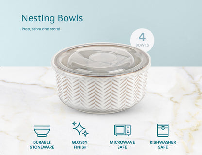 Ceramic Serving Bowls with Lids Set of 4