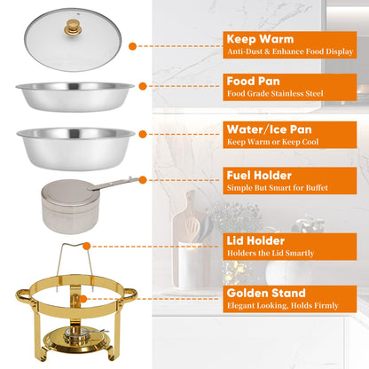 Gold Round Chafing Dish Set of 4