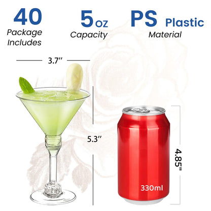5oz Disposable Martini Glasses Set of 40