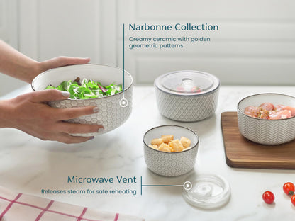 Ceramic Serving Bowls with Lids Set of 4