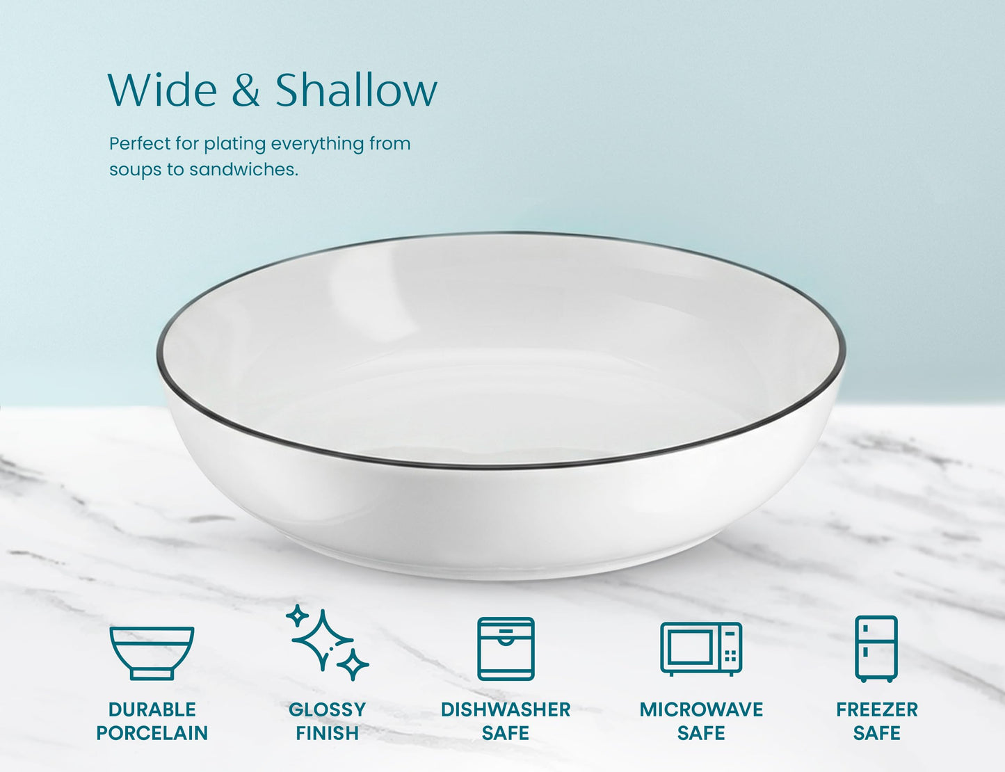 40oz Porcelain Pasta Bowls Set of 4
