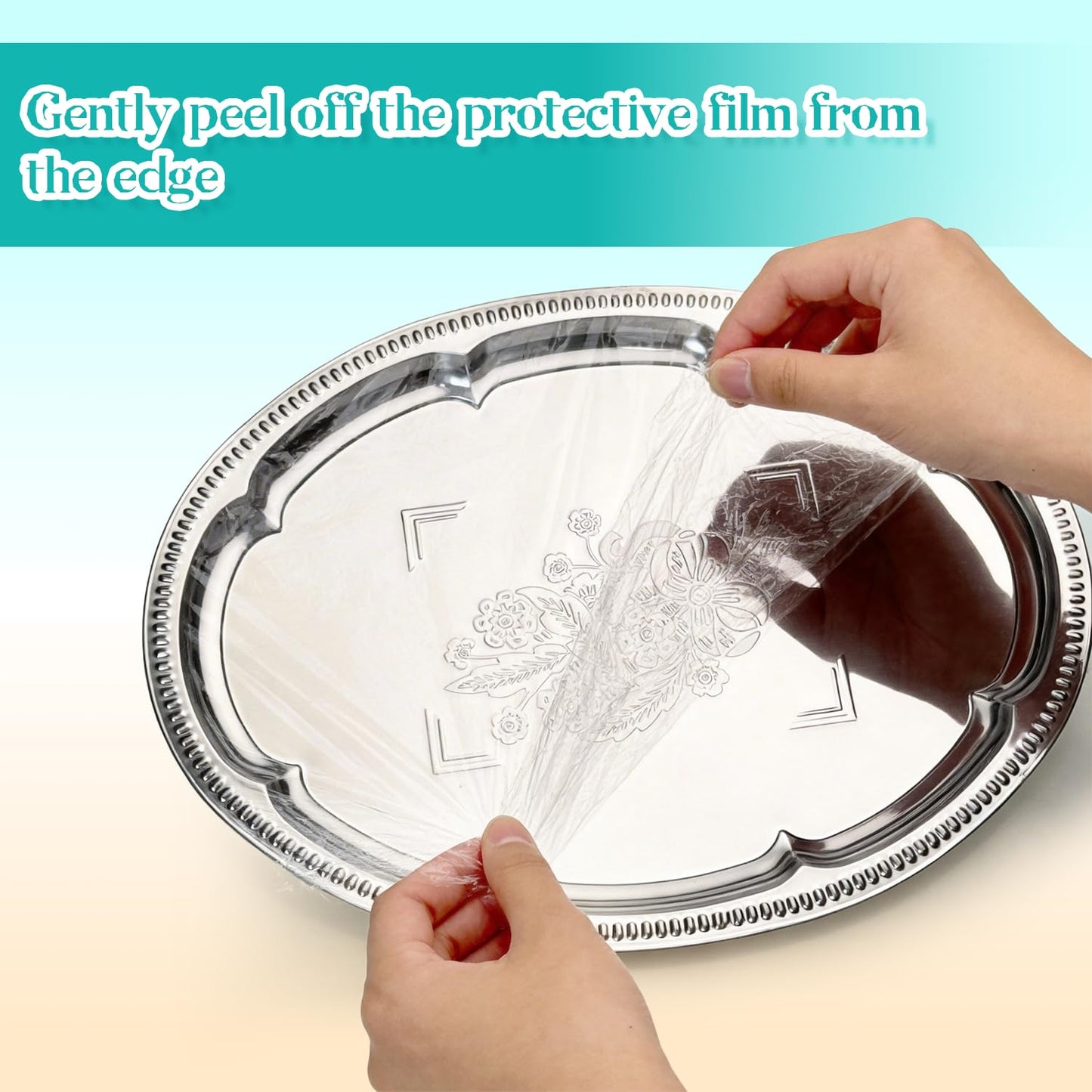 Large Silver Serving Trays Set of 4