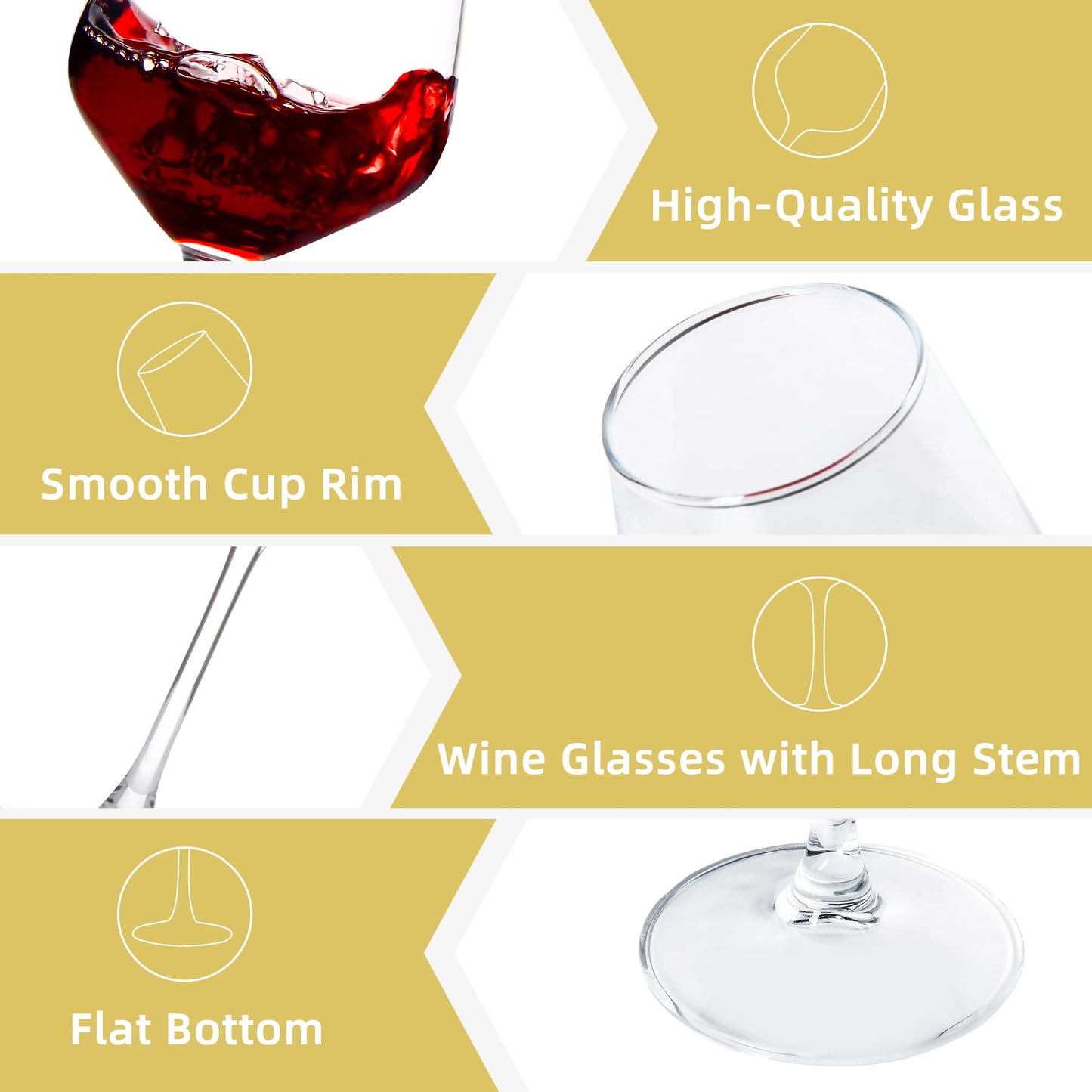 12oz Long Stem Wine Glasses Set