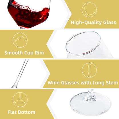 12oz Long Stem Wine Glasses Set