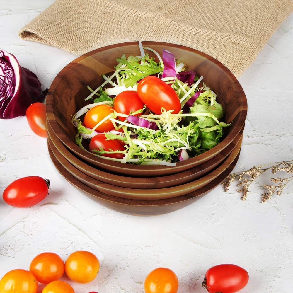 Acacia Wooden Serving Bowls Set of 4