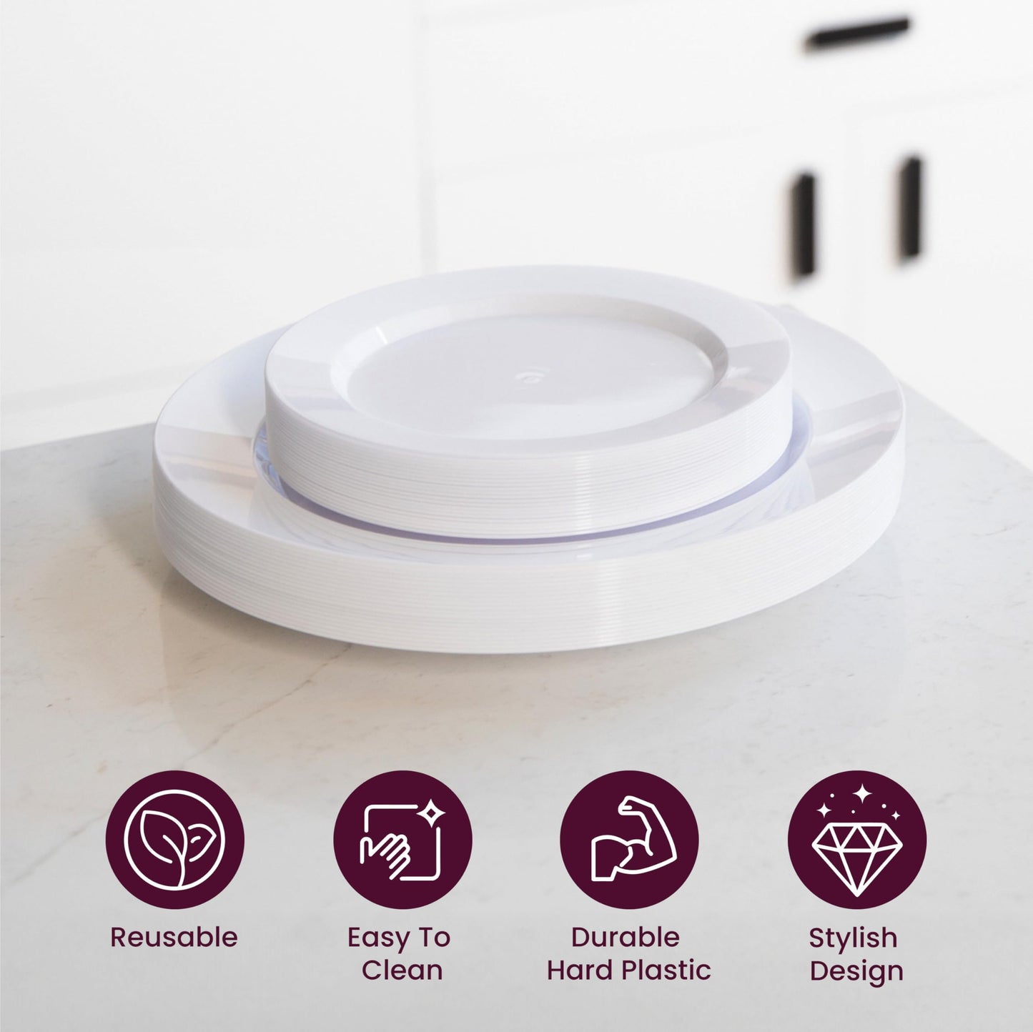 Disposable Plastic Plates Set of 60