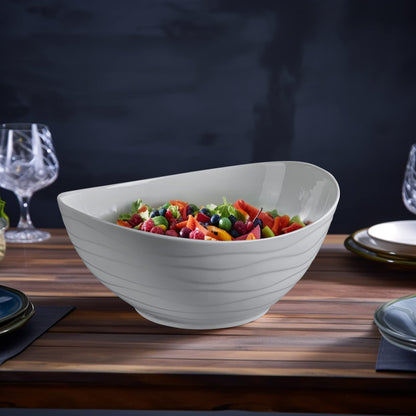 Large Ceramic Oval Salad Bowl Set