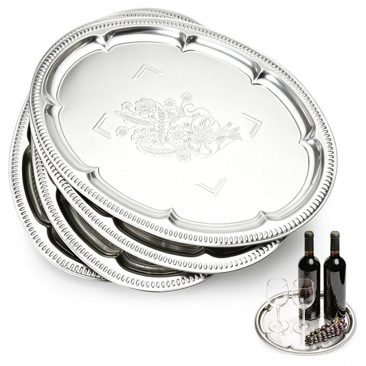 Large Silver Serving Trays Set of 4