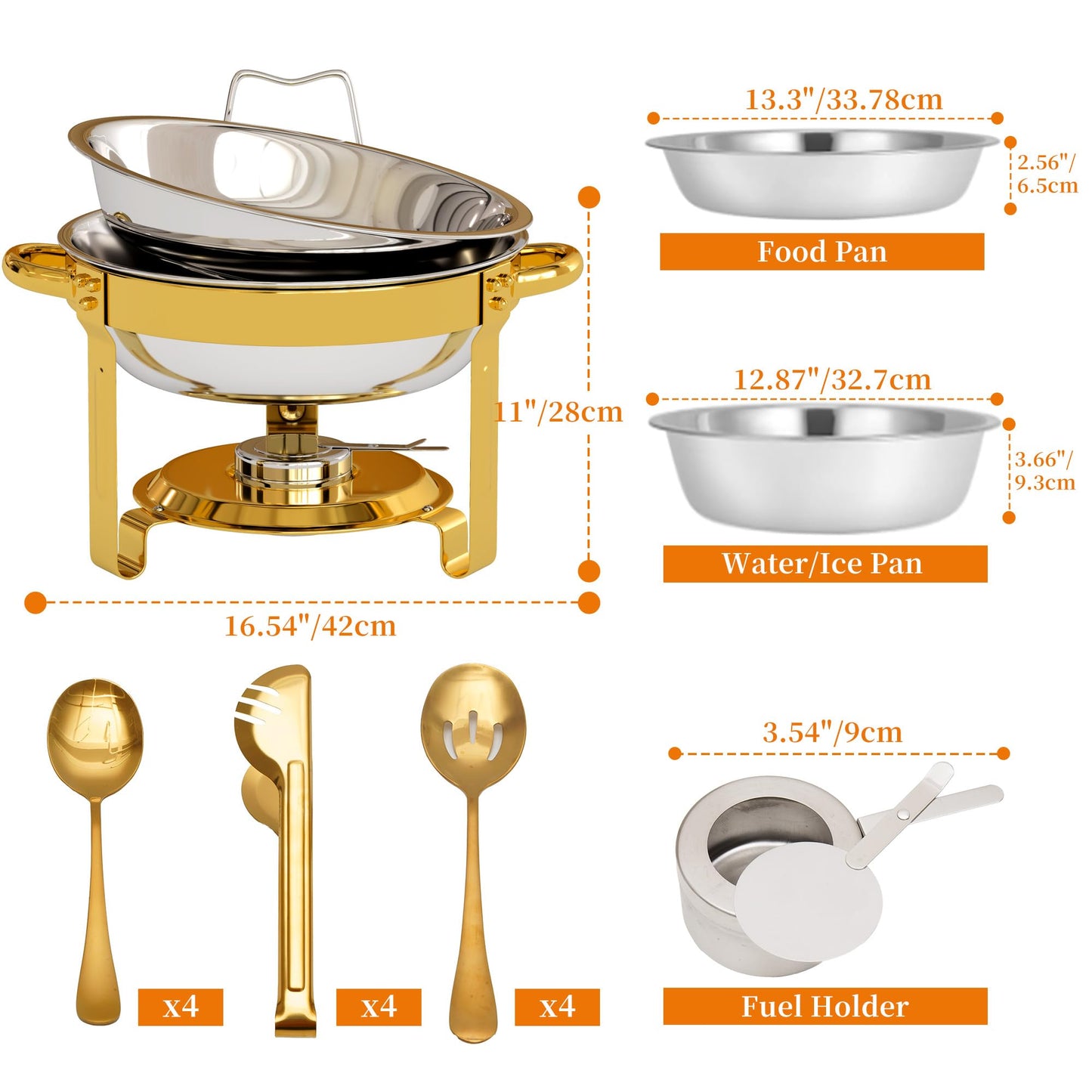 Gold Round Chafing Dish Set of 4