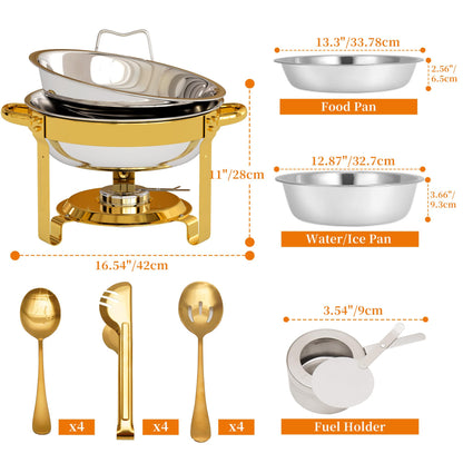 Gold Round Chafing Dish Set of 4