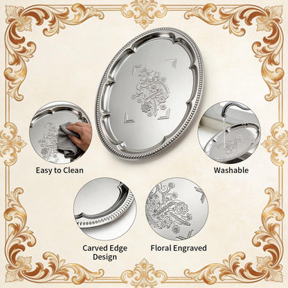 Large Silver Serving Trays Set of 4