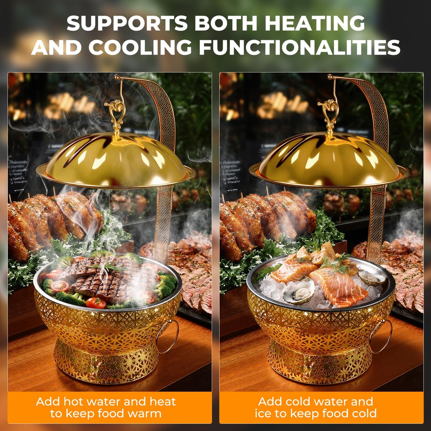 8QT Gold Chafing Dish Buffet Set