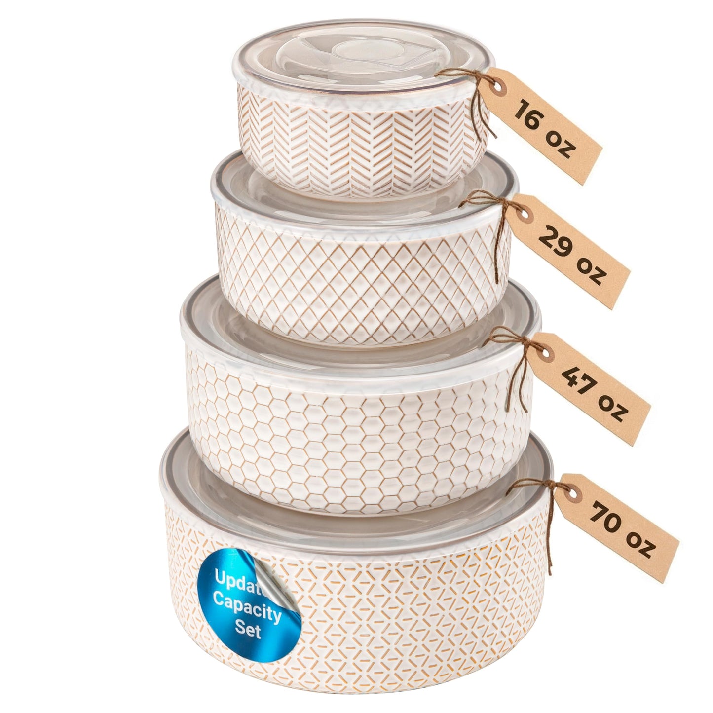 Ceramic Serving Bowls with Lids Set of 4