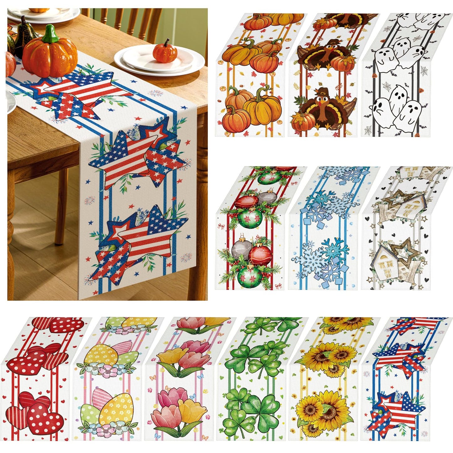 Seasonal Table Runner Set of 12