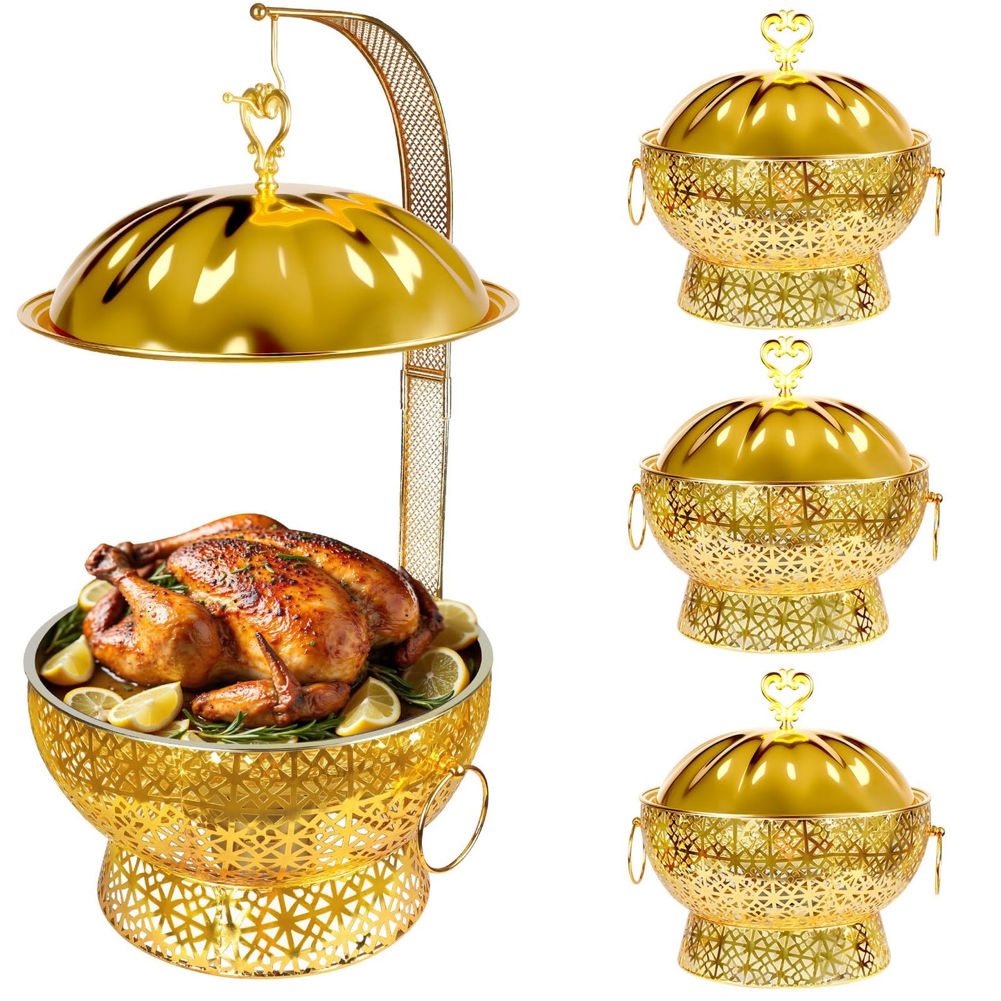 8QT Gold Round Chafing Dish Set