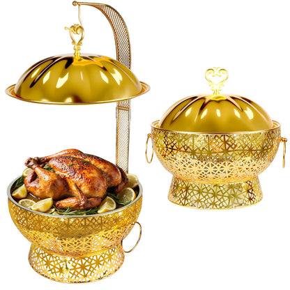 8QT Gold Round Chafing Dish Set
