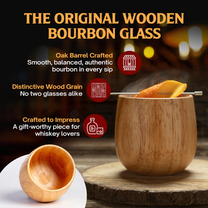 Wooden Old Fashioned Whiskey Glass Set