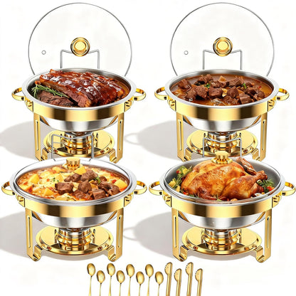Gold Round Chafing Dish Set of 4
