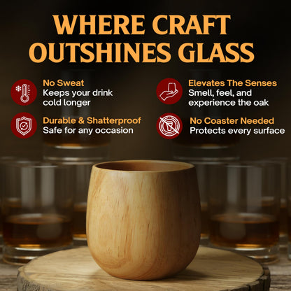 Wooden Old Fashioned Whiskey Glass Set