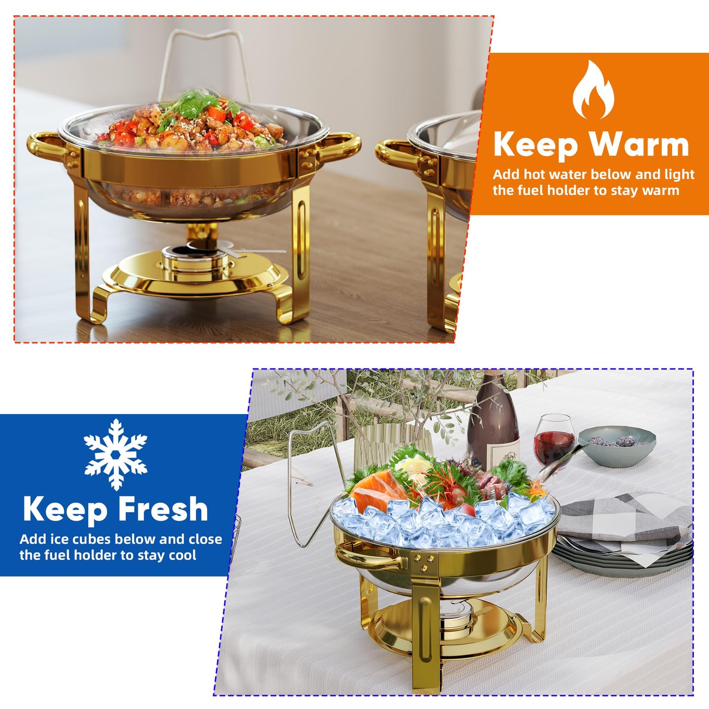 Gold Round Chafing Dish Set of 4