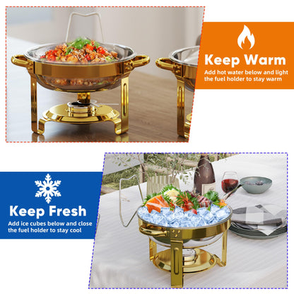 Gold Round Chafing Dish Set of 4