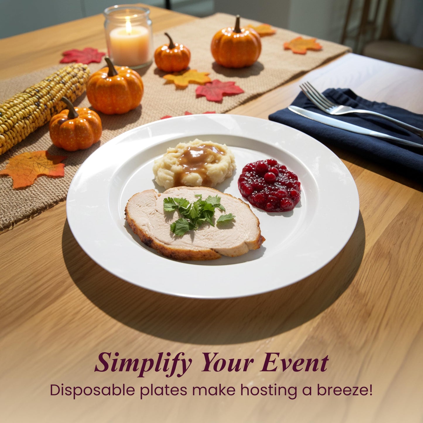 Disposable Plastic Plates Set of 60