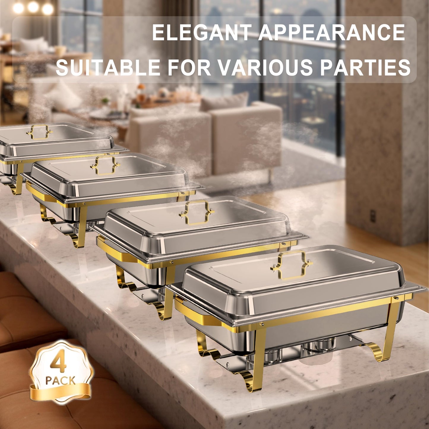11QT Stainless Steel Chafing Dish Set of 4