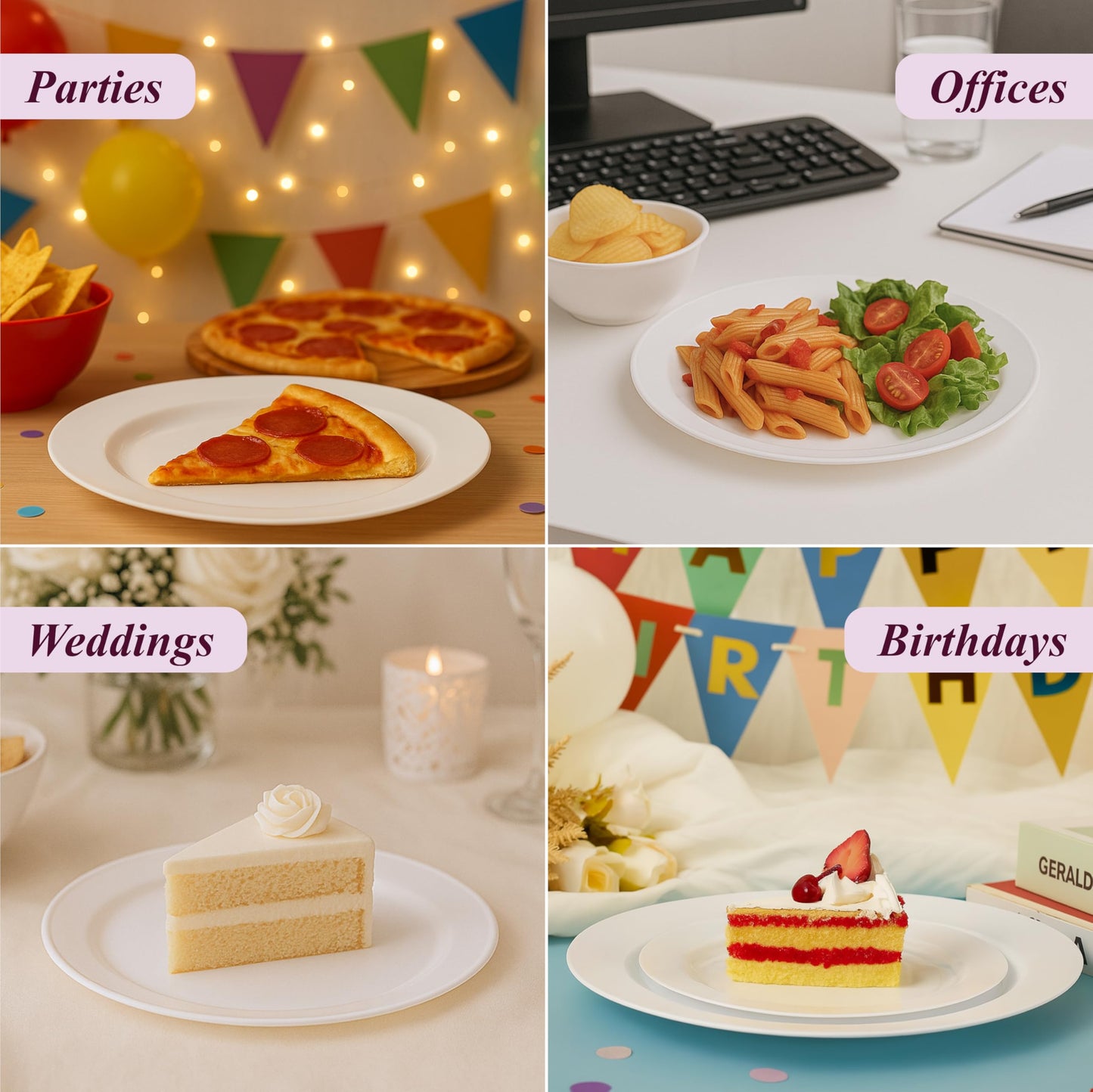Disposable Plastic Plates Set of 60