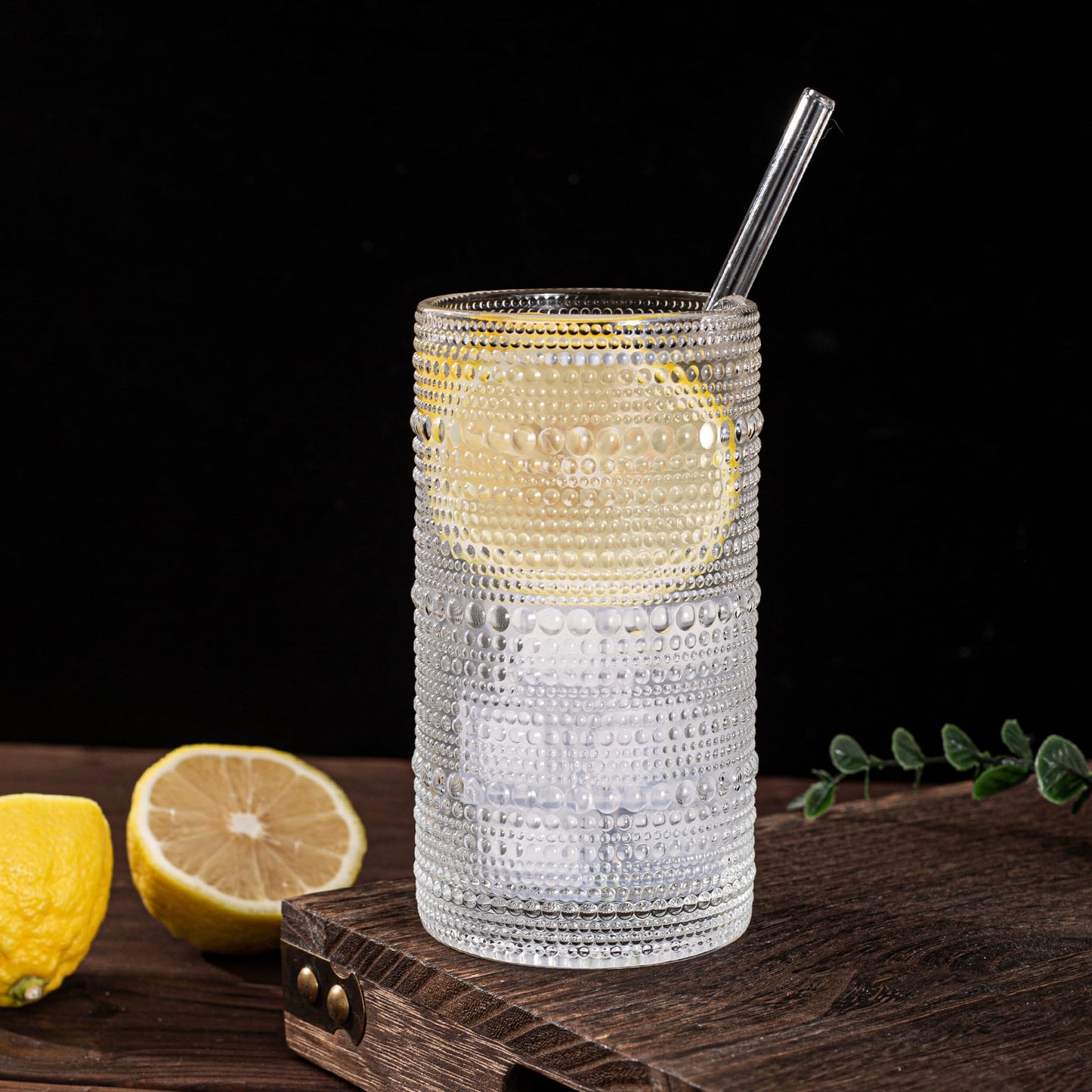 16oz Vintage Hobnail Drinking Glasses Set of 12