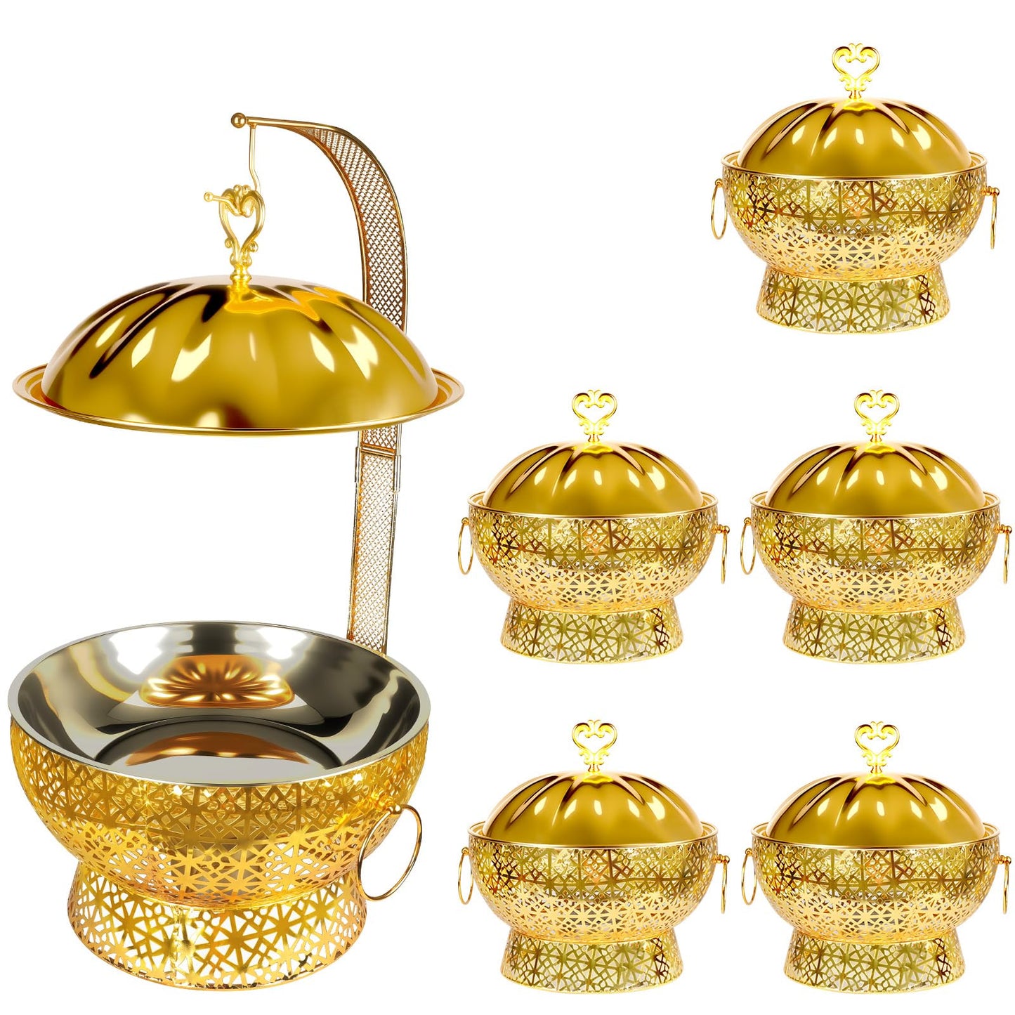 8QT Gold Round Chafing Dish Set