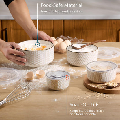 Ceramic Serving Bowls with Lids Set of 4